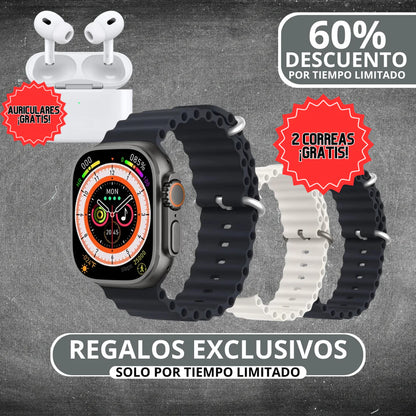 SmartWatch ULTRA PRO + 2 Correas y Auriculares Pro ¡GRATIS! | Edición Especial